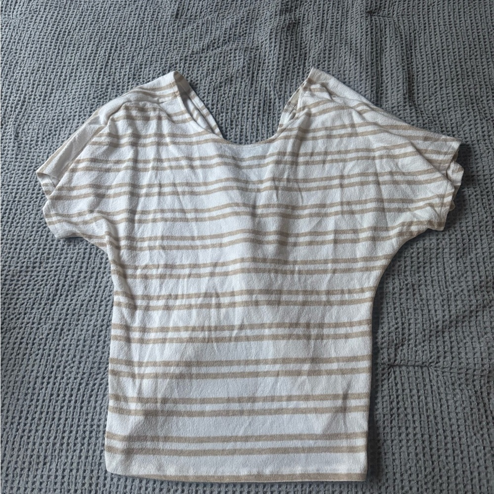Striped Beige and White Women's Top